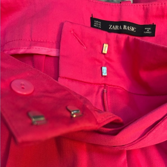 ZARA BASIC HIGH WAISTED TIE SASH HOT PINK TAPERED LEG PANTS SIZE XS💞🩷 - Picture 4 of 8